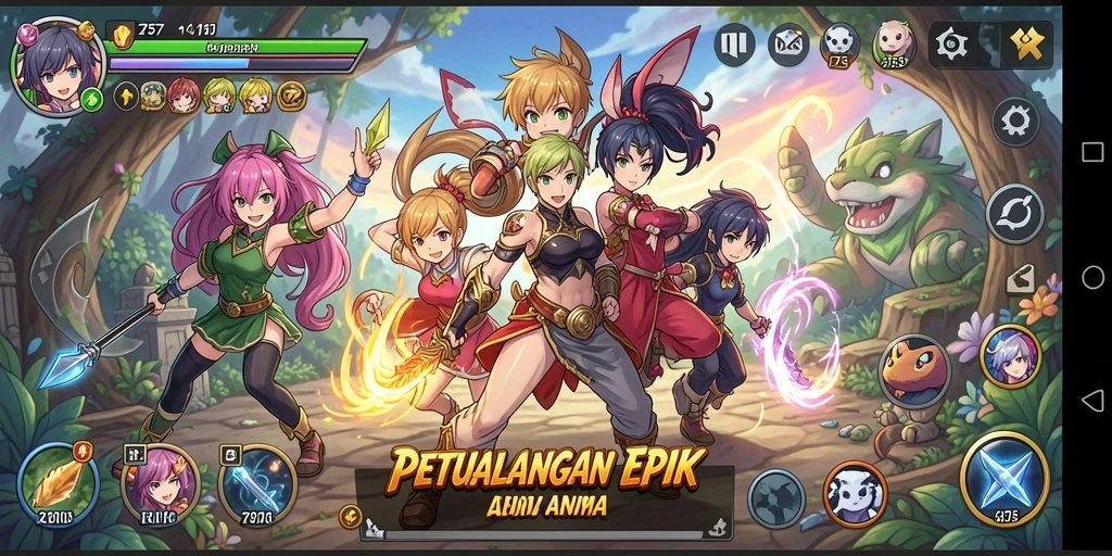 Tampilan gameplay <strong>2757</strong> dengan karakter anime yang dinamis dan grafis menawan.