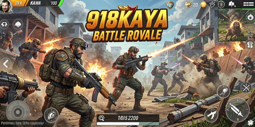 Gameplay intens dari 918KAYA dalam pertempuran Battle Royale.