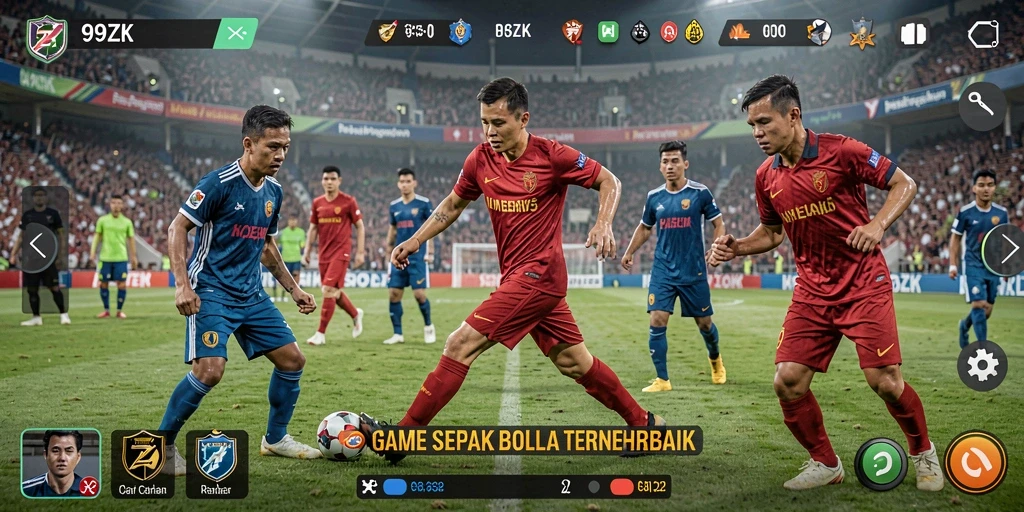 Tampilan gameplay seru dalam 99ZK dengan aksi sepak bola yang mendebarkan.
