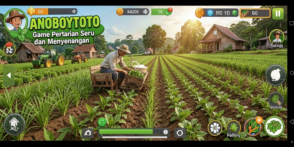 Tampilan seru gameplay ANOBOYTOTO dengan aktivitas bertani.