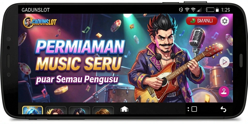 Tangkapan layar GADUNSLOT menampilkan gameplay musik yang menarik.