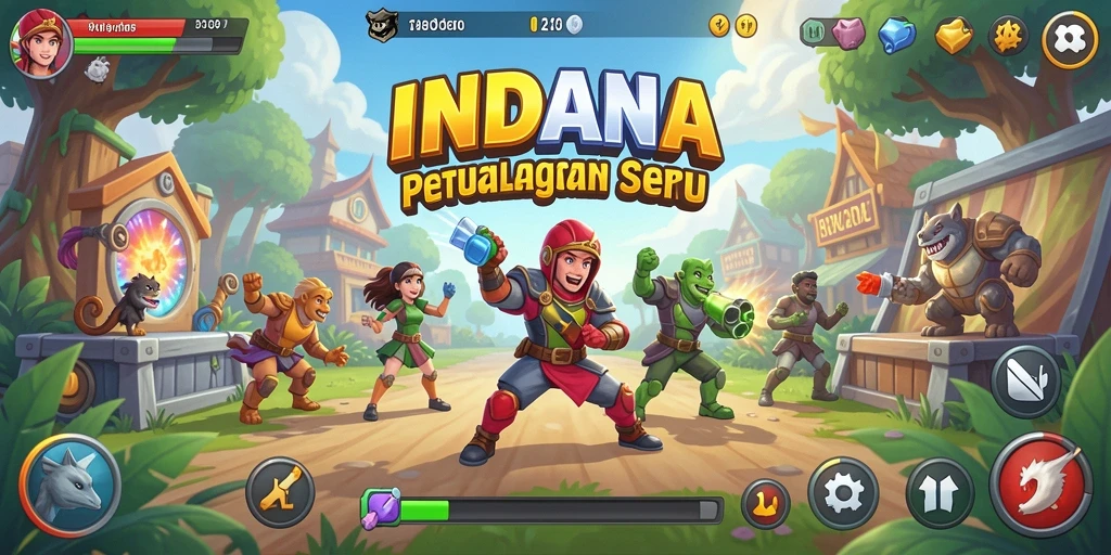 Tampilan gameplay seru dari INDAAA dengan karakter dan level menarik.