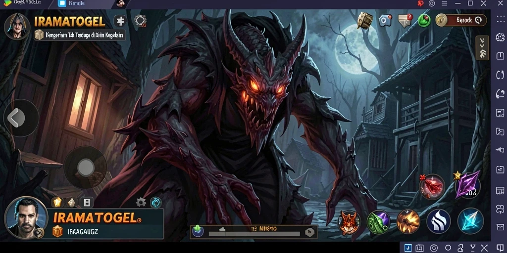 Screenshot menampilkan gameplay menegangkan di dunia Horror IRAMATOGEL.