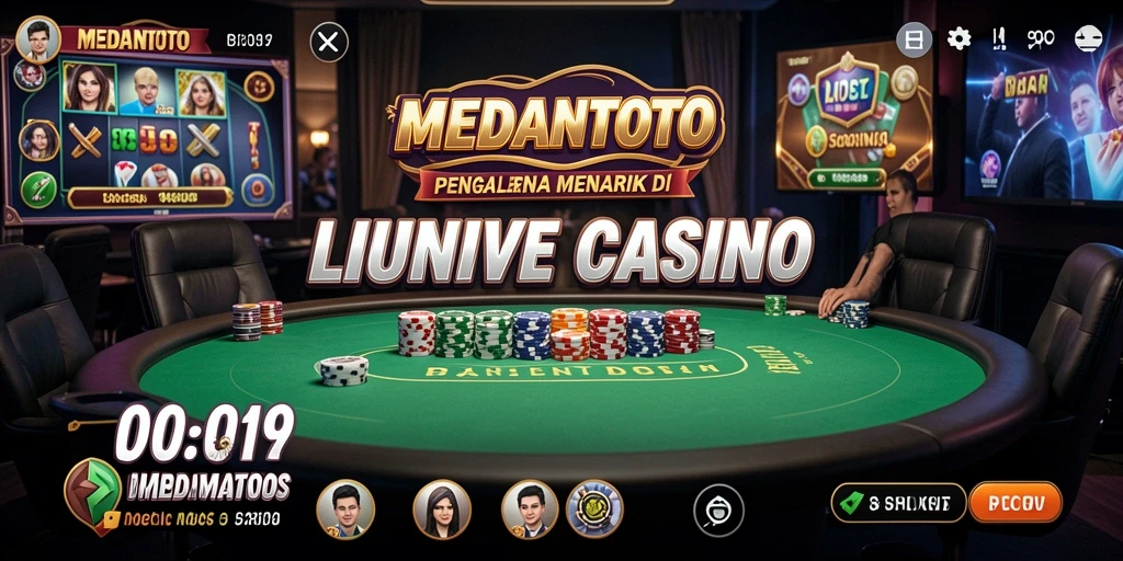 Screenshot gameplay MEDANTOTO dalam suasana kasino yang mendebarkan.