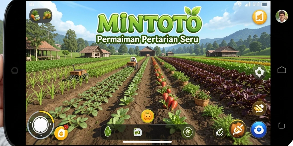 Screenshot MINTOTO menampilkan aktivitas seru dalam pertanian.