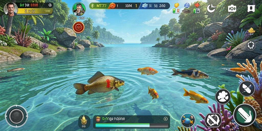 Tampilan gameplay seru saat memancing ikan di MT777.