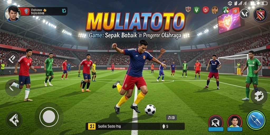 Tampilan gameplay <strong>MULIATOTO</strong> yang menakjubkan dalam aksi sepak bola.