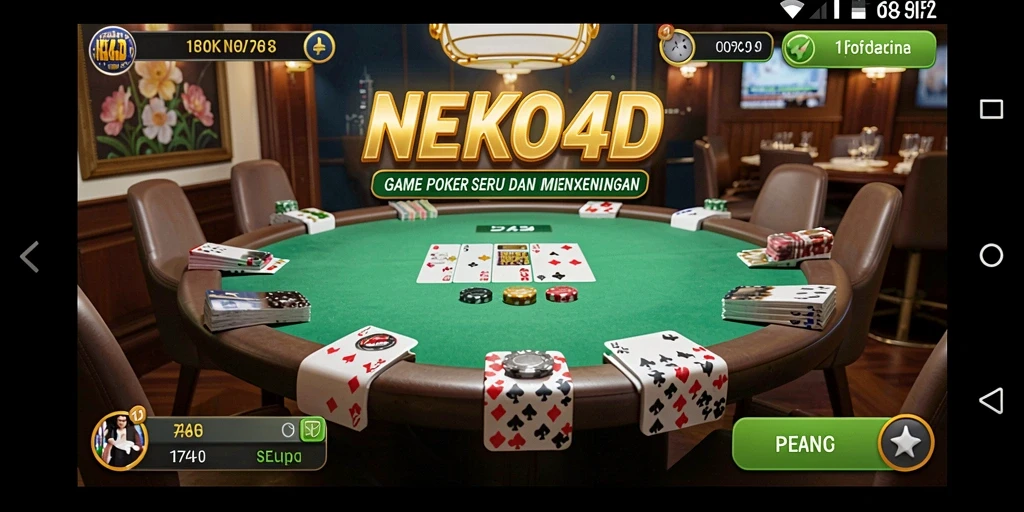 Screenshot NEKO4D menampilkan gameplay poker yang seru dan kompetitif.