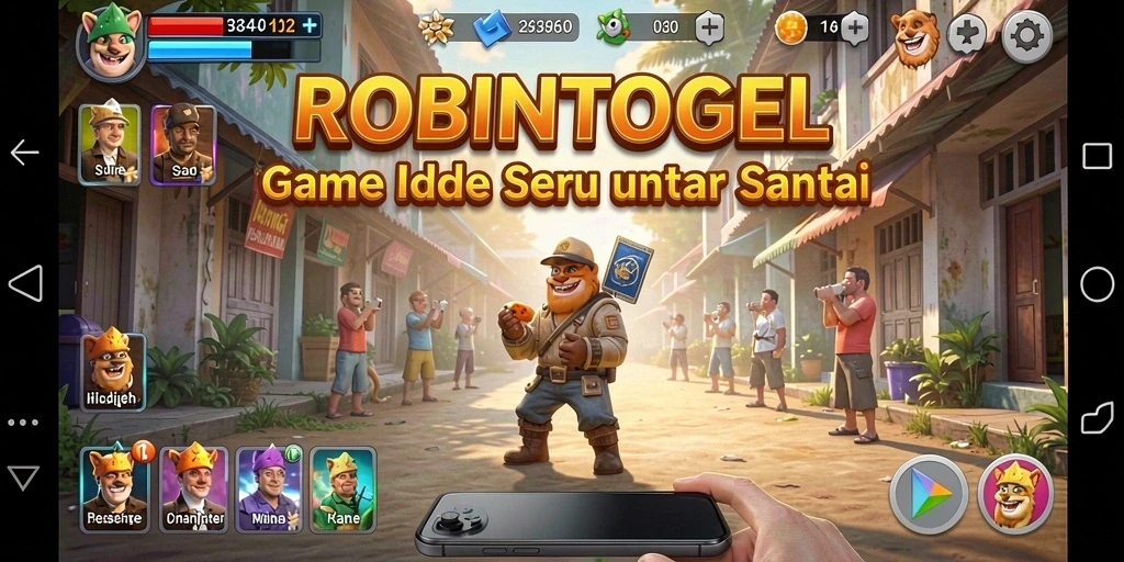 Tangkapan layar utama ROBINTOGEL menampilkan gameplay Idle yang menarik.