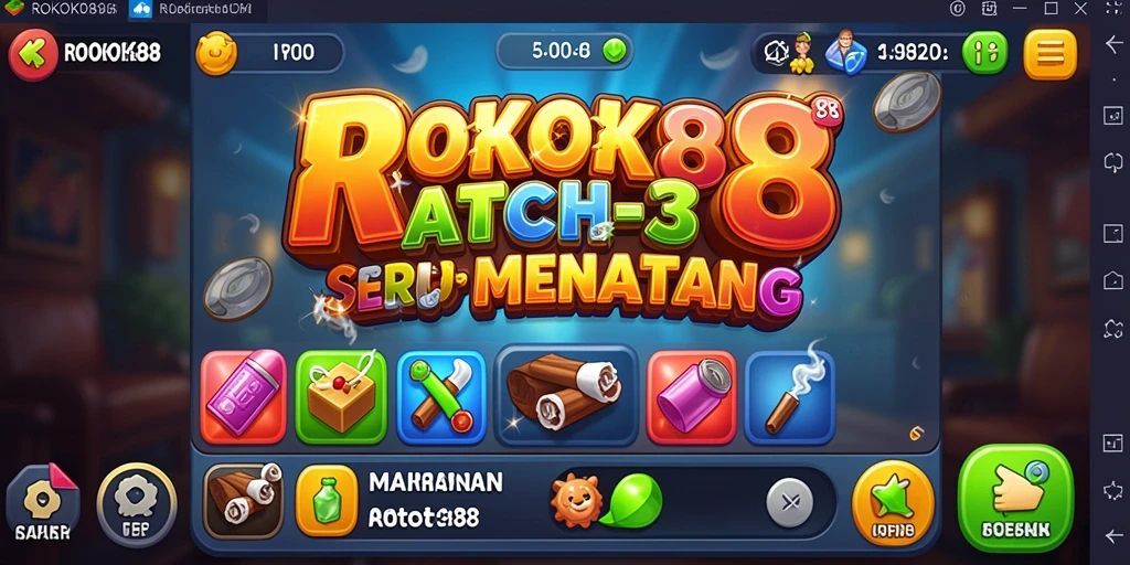 Tampilan gameplay ROKOK88 yang seru dan penuh warna.