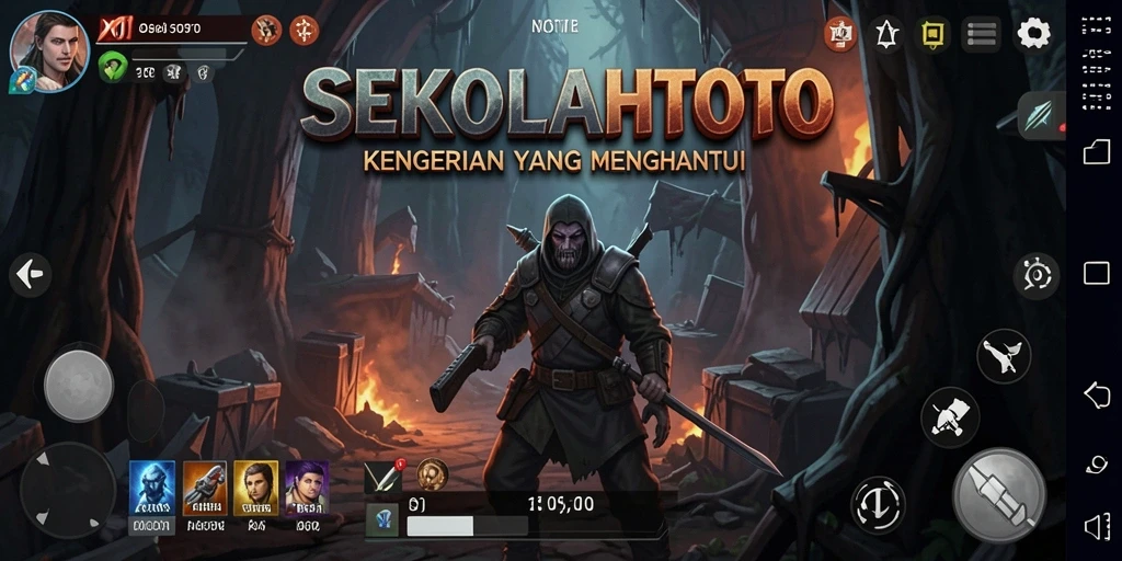 Tangkapan layar gameplay <strong>SEKOLAHTOTO</strong> menunjukkan suasana seram dan kengerian yang menghantui.