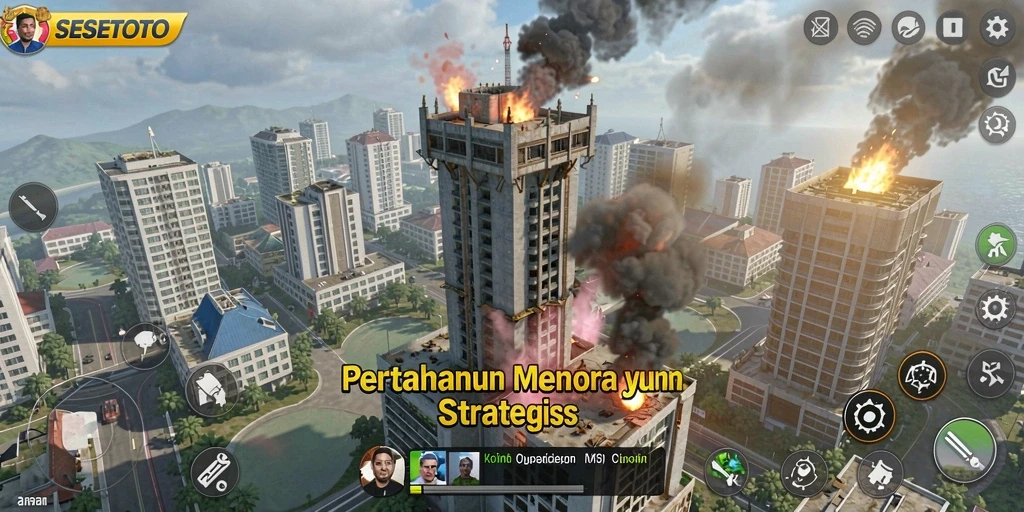 Tangkapan layar utama SESETOTO yang menampilkan aksi Tower Defense yang intens.