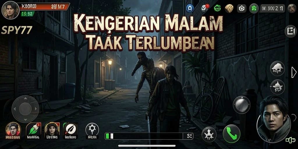 Tangkapan layar gameplay SPY77 dengan suasana Horror yang mencekam.