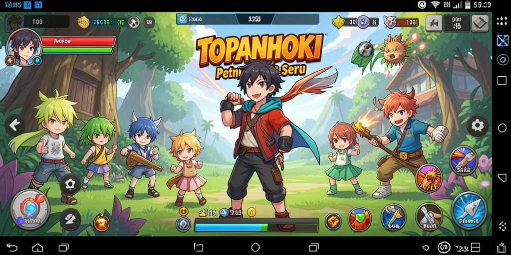 Tampilan gameplay dari TOPANHOKI yang penuh aksi dan karakter Anime.