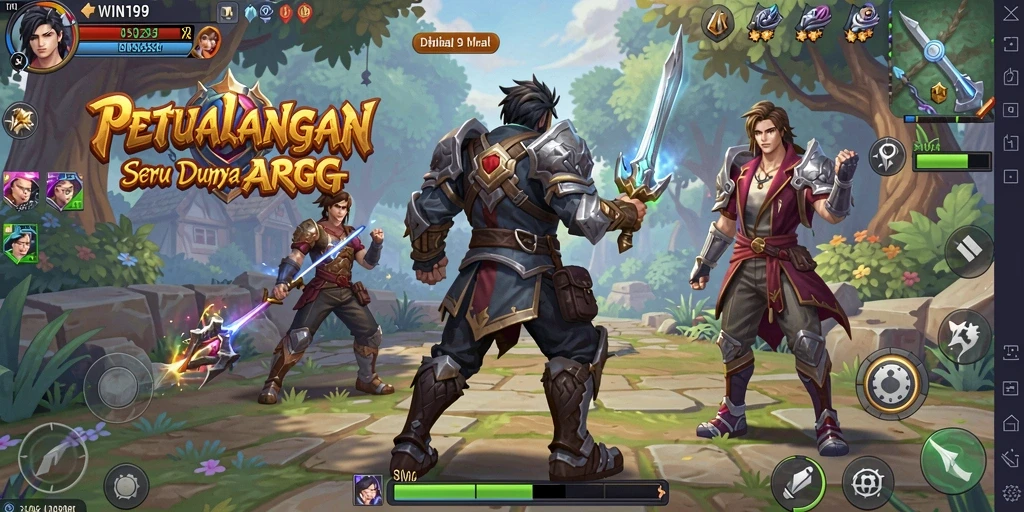 Tampilan gameplay menegangkan dalam pertarungan ARPG WIN199.