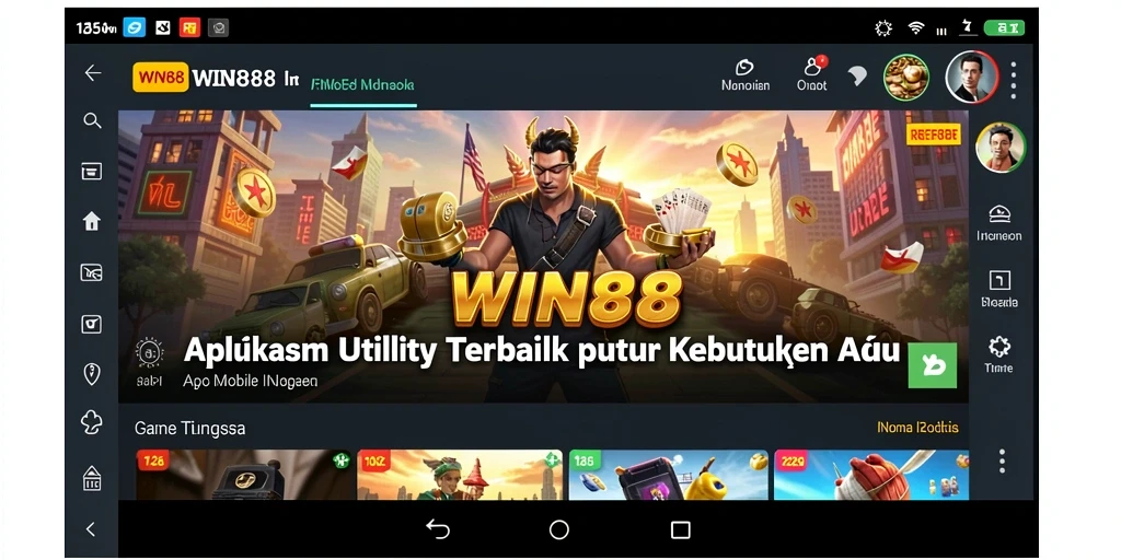 Tampilan utama aplikasi WIN88 dengan berbagai fitur Utility.